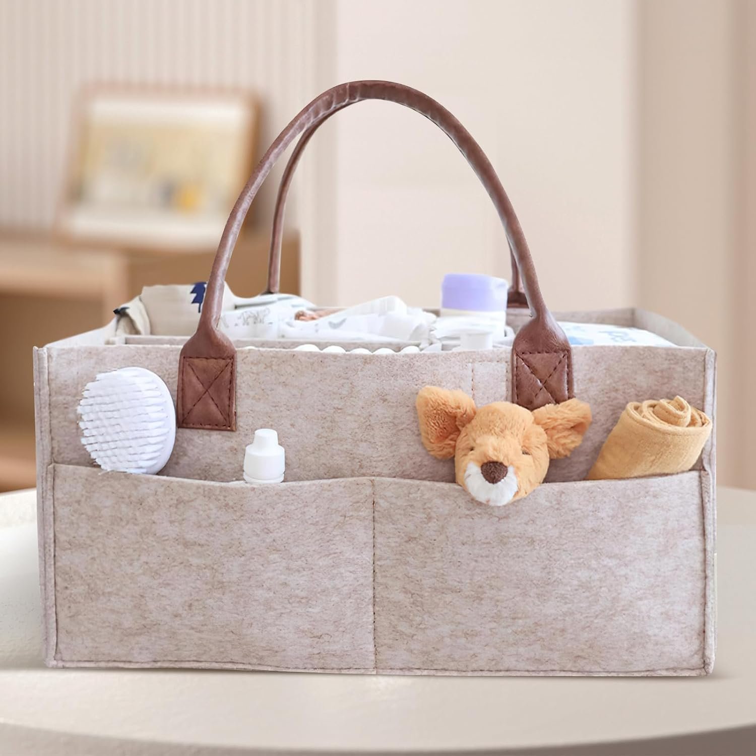 WVSAFV Baby Diaper Caddy Organizer - Changing Table & Car Caddy, Nursery Diaper Storage Basket for Diapers & Wipes (Only the bag)