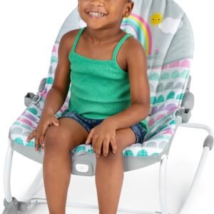 Bright Starts Rosy Rainbow Infant & Toddler Rocker with Vibrations – Unisex Baby Seat - Image 4
