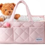 Baby Diaper Caddy, Nappy Diaper Storage Basket for Newborn Essentials, Baby Shower Gifts Registry Must-Have, Pink