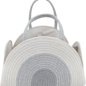 Diaper Caddy Organizer, Cotton Rope Diaper Caddy Basket, Large Storage Basket for Newborn Boys and Girls, Gift for Baby Shower List, Newborn Essentials, (Grey)