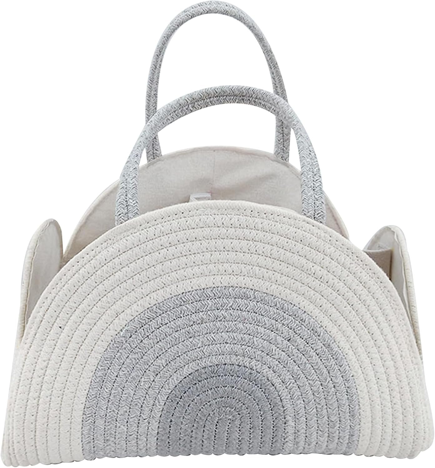 Diaper Caddy Organizer, Cotton Rope Diaper Caddy Basket, Large Storage Basket for Newborn Boys and Girls, Gift for Baby Shower List, Newborn Essentials, (Grey)