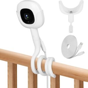 Flex Baby Monitor Charger Mount Compatible with Nanit Pro Baby Monitor With Type-C Charging Port Connector mount and 10FT Power Cable,Baby Camera Mount without Tool or Wall Damage(Camera not Included)