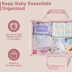 Baby Diaper Caddy - Pink Nappy Storage Basket for Newborn Essentials - Image 2