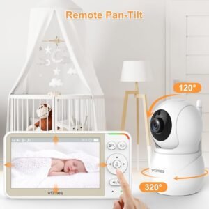 VTimes Baby Monitor – 5" Screen, 32-Hour Battery, No WiFi, Night Vision & Two-Way Talk - Image 5