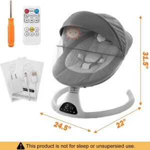 Soobaby Portable Baby Swing & Bouncer with Bluetooth & Music (Dark Gray) - Image 5