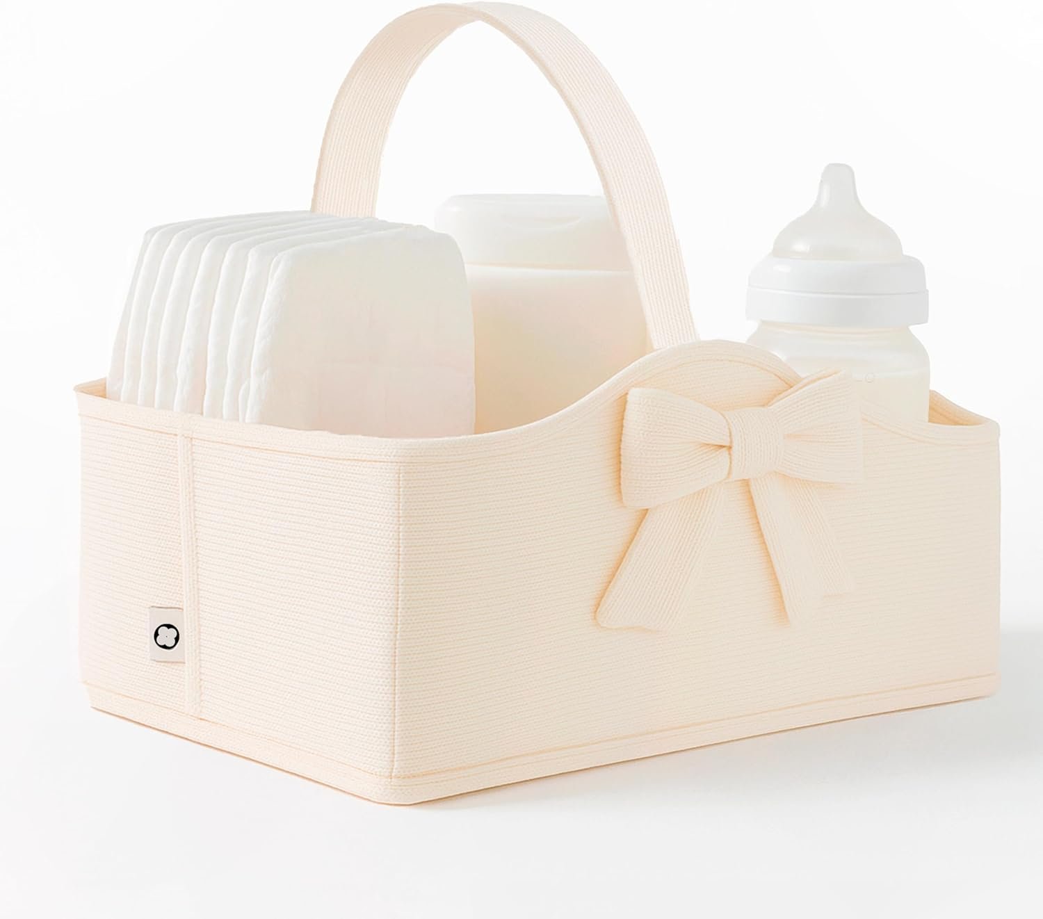 MAPES Canadian Diaper Caddy Organizer – Portable Baby Storage Basket for Diapers, Wipes & Essentials, Large & Soft Nursery Organizer, Ideal for Changing Table & Car Travel – Cream
