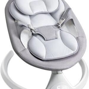 Lupfung Baby Swings for Infants, Bluetooth Baby Rocker with 5 Unique Motions, Natural Sway Baby Swing for Newborn, LED Touch Panel,Music Speaker ,Remote Control,Swing for Infants ,Gray