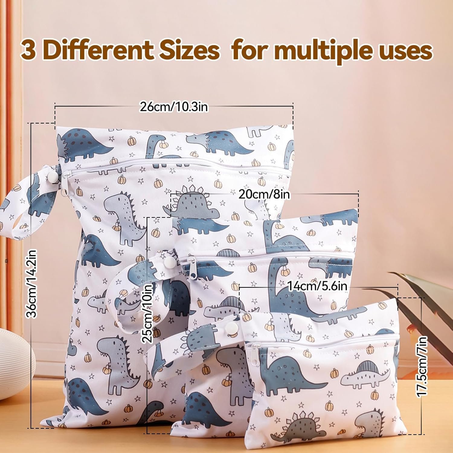 Cloth Diapers Wet Bags, 3Pcs Cloth Diaper Wet Dry Bags Waterproof,Travel Baby Wet and Dry Cloth Diaper Organizer Bag,Wet Bag Baby Diaper Bag Organizer Pouches,Cloth Diaper Wet Dry Bags for Outdoor