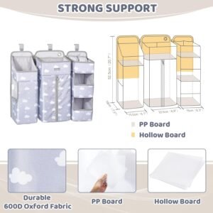 Orzbow XL Diaper Caddy Organizer - 3-in-1 Baby Essentials, Grey Cloud - Image 6