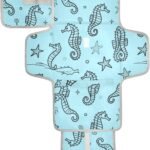 Blue Ocean Seahorse Reusable Diaper pad with Tissue Pocket Diaper mat Changing pad Travel with Built-in Pillow cambiador de pa?ales para Bebes