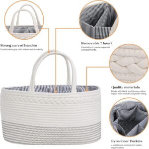 Luxury Baby Diaper Caddy Organizer - Extra Large Cotton Rope Basket for Nursery & Travel, Perfect Baby Shower Gift - Image 5