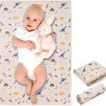 Vegan Leather Baby Changing Mat - Wipeable Portable Changing Pad, Foldable Travel Changing Mat for Baby, Newborns Toddlers Shower Gifts (Dinosaur,20"*28")