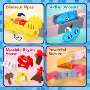 43 PCS Dino Theme Slide Bath Toys for Kids 4-8 | DIY Water Slide Set - Image 4