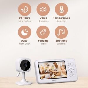Bonoch 4.3" Baby Monitor - 720p Video, No WiFi, 2-Way Audio, Night Vision - Image 6