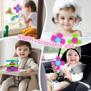 Silicone Suction Cup Spinner Bath Toys for 1 Year Old – No Hole, Stackable Toddler Gifts - Image 7