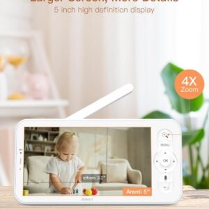 2K Arenti Baby Monitor with 2 Cameras & 5" Wireless Display, Night Vision, Audio - Image 3