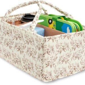 Floral Baby Diaper Caddy Organizer – Portable Storage Bin for Nursery & Car - Image 8