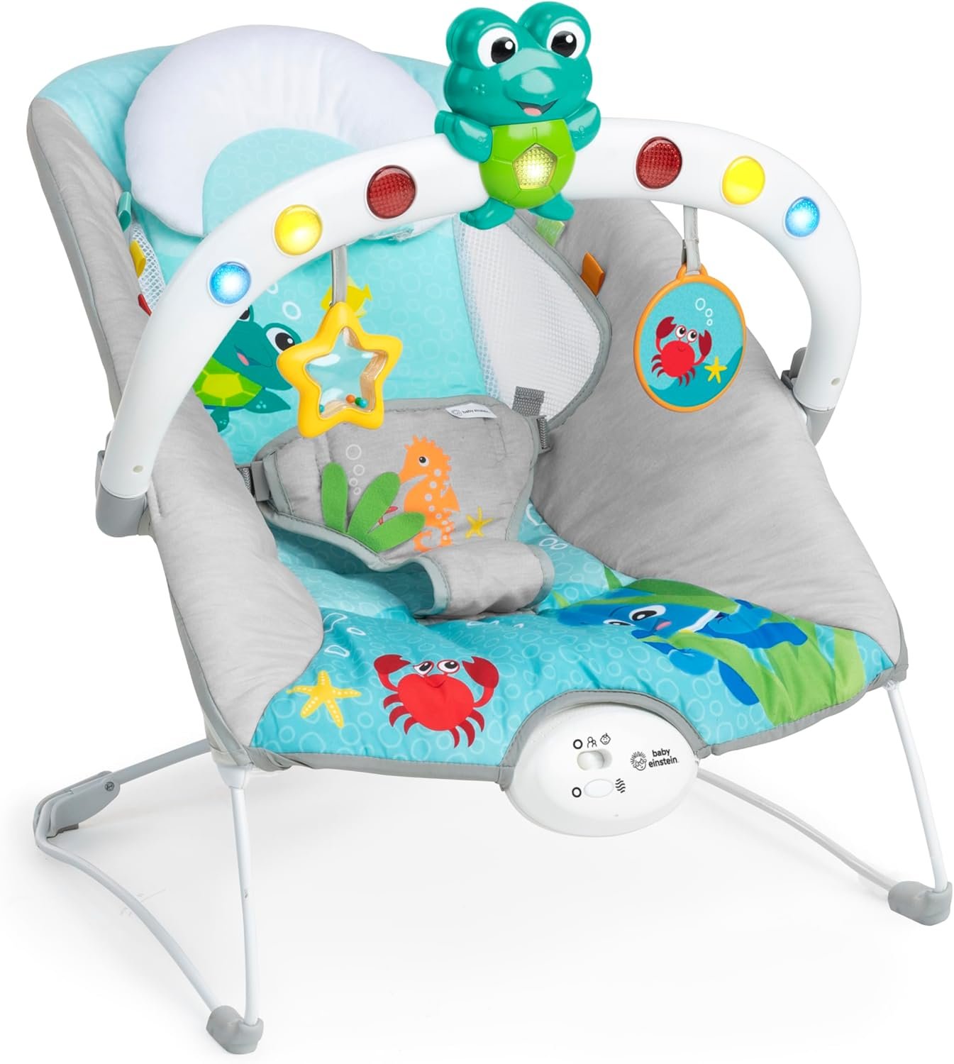 Baby Einstein Ocean Explorers Musical Bouncer Infant Seat, Kick to It Neptune, Unisex, for Ages 0-6 Months up to 20 lbs