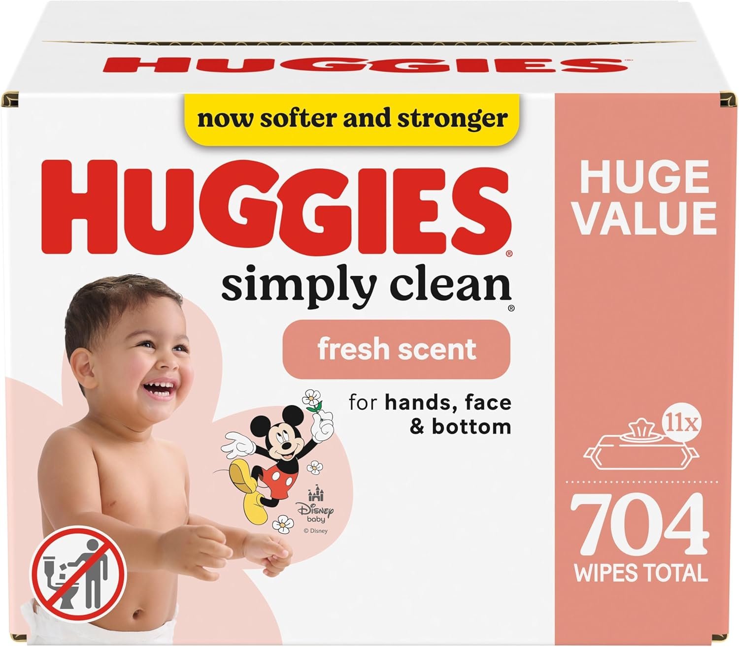 Huggies Simply Clean Fresh Scent Baby Wipes, 11 Flip-Top Packs (704 Wipes Total)