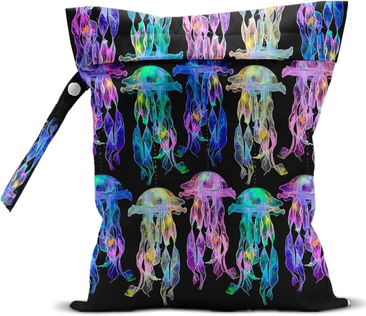 zcyxuuw Waterproof Wet Bag for Swimsuit, Travel Beach Wet Dry Bag, Hidden Zipper Reusable Jellyfish Wet Bags, for Travel Beach Wet Swimsuits Toiletries Diapers Dirty Gym Clothes Laundry Bag