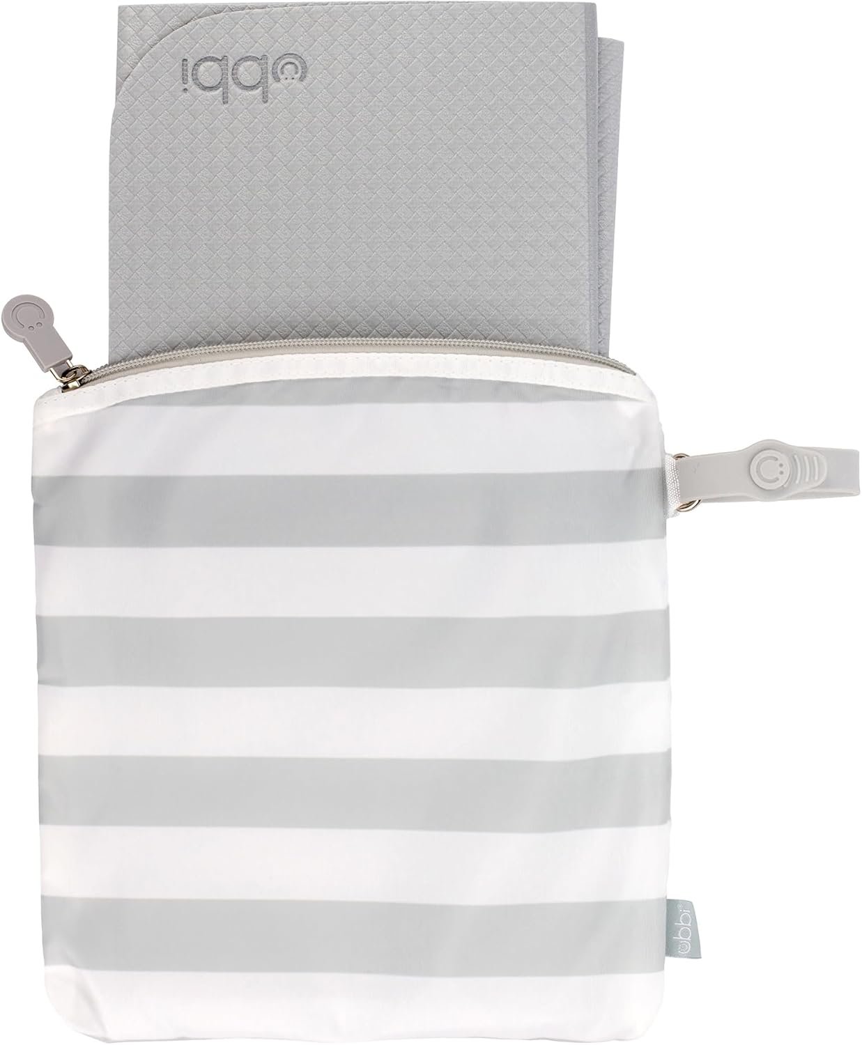 Ubbi Portable Changing Mat with Gray and White Storage Bag, Gray