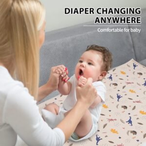 Vegan Leather Baby Changing Mat - Portable Wipeable Foldable Pad (Dinosaur, 20"x28") - Image 6
