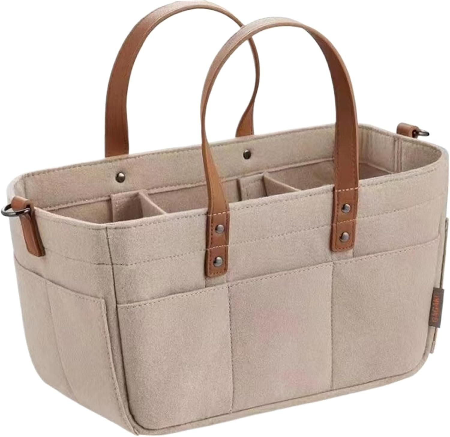 Baby Diaper Caddy, Portable Diaper Caddy Organizer Baby Caddy Organiser Foldable Nursery Caddy Felt Bag Baby Basket Durable Changing Table Organizer for Diapers and Baby Wipes Khaki