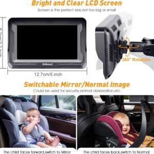 DoHonest HD 1080P Baby Car Camera: 360° Rotating Backseat Monitor with Night Vision - Image 4