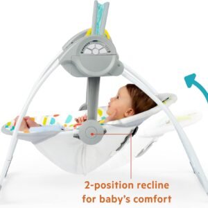 Bright Starts Portable 6-Speed Baby Swing with Music & Toy Bar - Easy Fold - Image 4