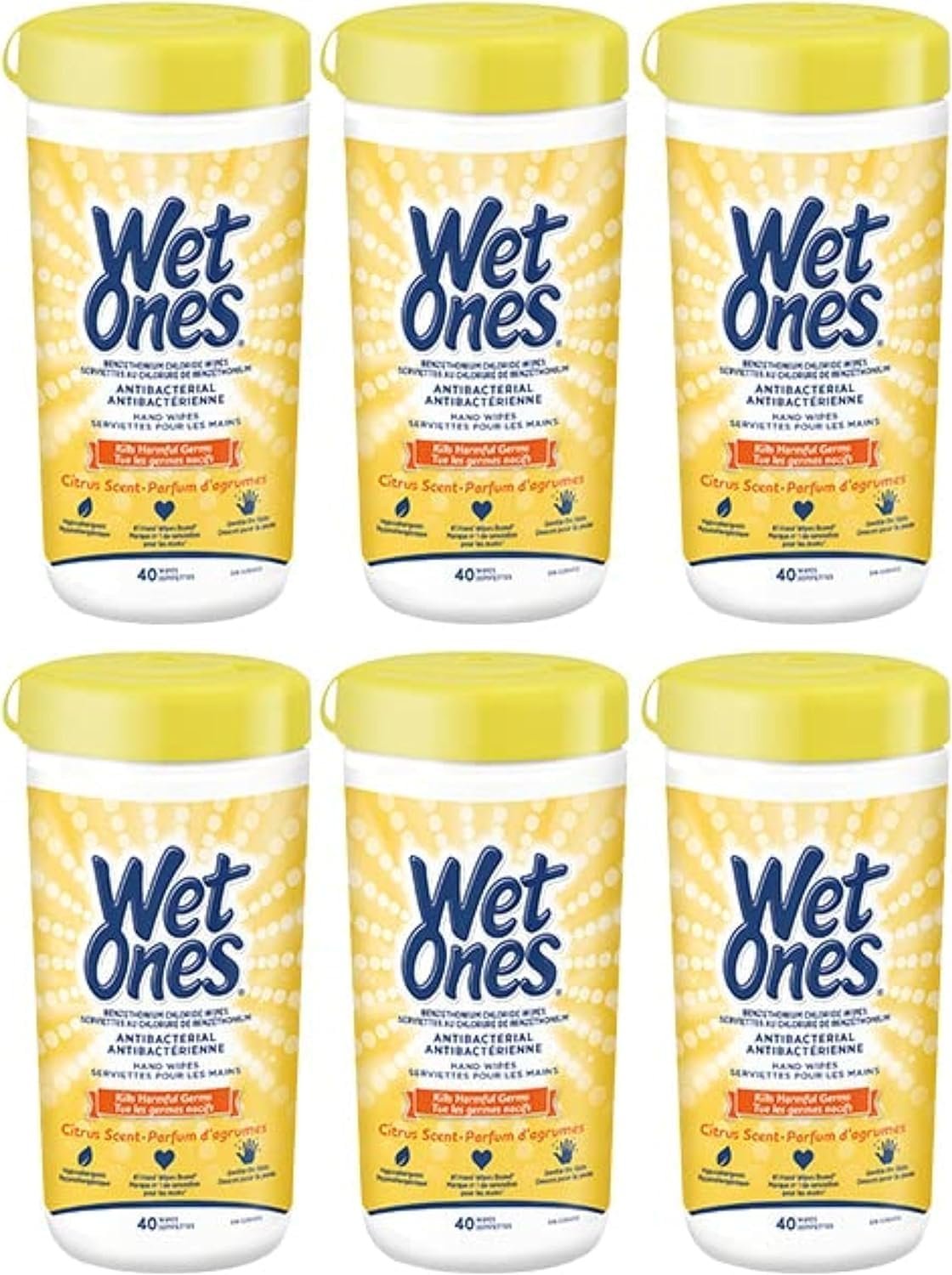 Wet Ones Antibacterial Wipes 40 Count (Value Pack of 6)