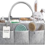 PUTSKA Nursery Storage Basket - Baby Diaper Caddy Organizer for Diaper Station, Newborn Essentials, Baby Shower Gifts and Registry Must-Haves for Boy or Girl