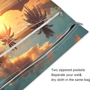 ATTX 2-Pack Waterproof Wet Dry Bags | Palm Tree Reusable Storage for Travel, Beach & Gym - Image 4