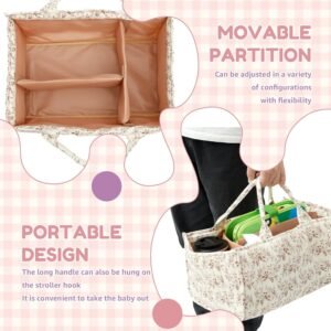 Floral Baby Diaper Caddy Organizer – Portable Storage Bin for Nursery & Car - Image 5