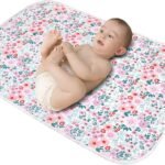 Baby Diaper Changing Pad, 21 5/8" x 31.5" Waterproof Changing Pad Liners - Reusable Soft and Absorbent Portable Changing Mat(Flower1PCS)