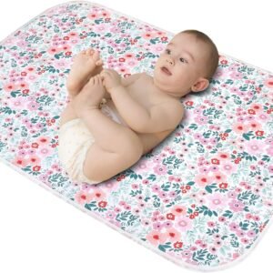 Baby Diaper Changing Pad, 21 5/8" x 31.5" Waterproof Changing Pad Liners - Reusable Soft and Absorbent Portable Changing Mat(Flower1PCS)