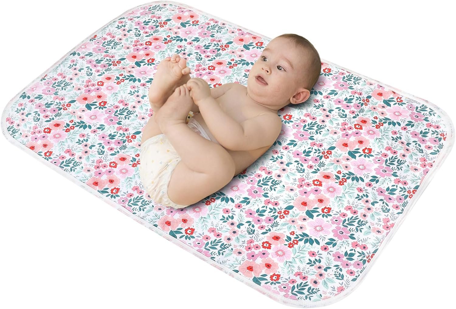 Baby Diaper Changing Pad, 21 5/8" x 31.5" Waterproof Changing Pad Liners - Reusable Soft and Absorbent Portable Changing Mat(Flower1PCS)