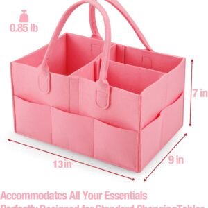 PandaEar Pink Diaper Caddy Organizer | Portable Baby Storage & Wipes Holder - Image 3