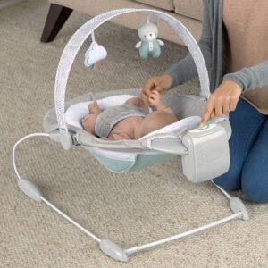 SmartBounce Baby Bouncer Seat with White Noise & Plush Toys for Infants 0-6 Mo - Image 6
