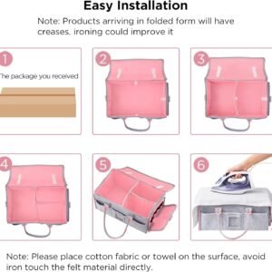 HBlife Baby Diaper Caddy Organizer - Large Portable Nursery Storage Bin - Pink - Image 4