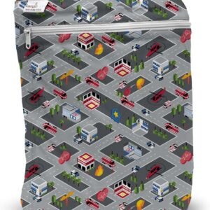 Kanga Care Wet Bag Mini Seam Sealed Waterproof 3D Dimensional for Baby Cloth Diapers, Travel, Beach, Pool, Gym, Swim | Wee Hoo (Fluff)