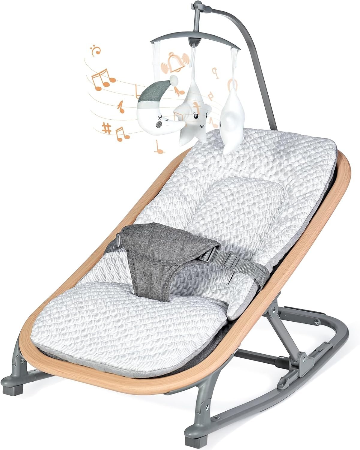 Orzbow 2-in-1 Baby Bouncer, Portable Bouncer Seat for Infant to Toddler with Removable Cushion, Angle Adjustable, 0-9 Months Up to 21lbs, Ergonomic Design, Classic Gray