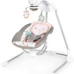 Ingenuity InLighten 5-Speed Baby Swing - Swivel Infant Seat, 5 Point Safety Harness, Nature Sounds, Lights - Nally Owl