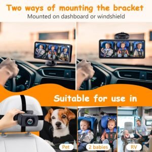 2-Kids Baby Car Camera: 6.9" HD Ultrawide Dual Rear View - USB Powered - Image 6