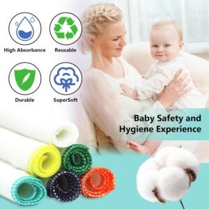 54 Pcs Reusable Flannel Baby Wipes – Soft, Washable & Eco-Friendly 8"x8" - Image 6