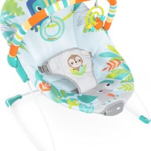 Bright Starts Rainforest Vibes Baby Bouncer: 3-Point Harness, Vibrating & Toy Bar - Image 8