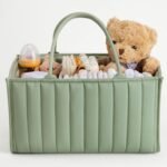 Baoswi Diaper Caddy Organizer - Stylish Nursery Storage Basket, Gift for Baby Shower, Registry Must Have, Newborn Essentials - Organizer for Diaper Station (Green)