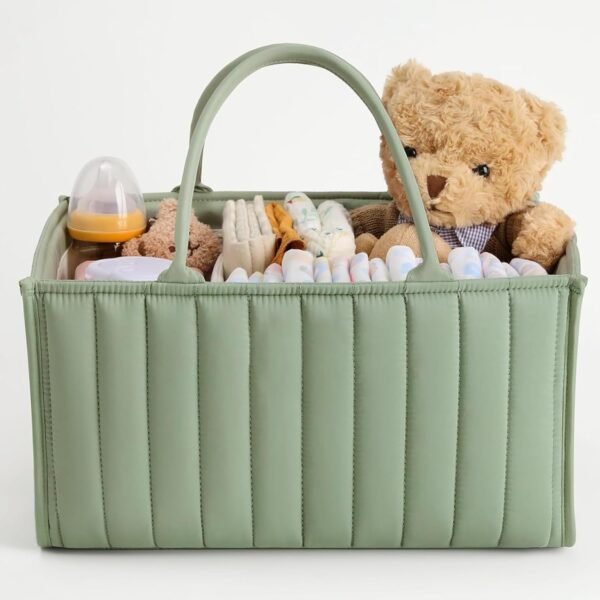 Baoswi Diaper Caddy Organizer - Stylish Nursery Storage Basket, Gift for Baby Shower, Registry Must Have, Newborn Essentials - Organizer for Diaper Station (Green)