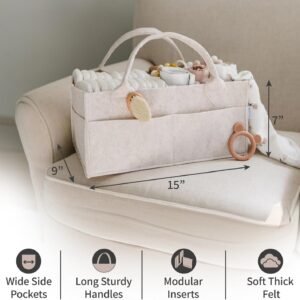 PUTSKA Baby Diaper Caddy Organizer - Large Mocha Nursery Storage Basket - Image 2