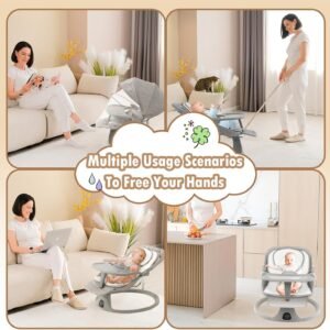 Electric Baby Swing & Bouncer with Bluetooth, 5 Speeds, Music & Remote - Image 5