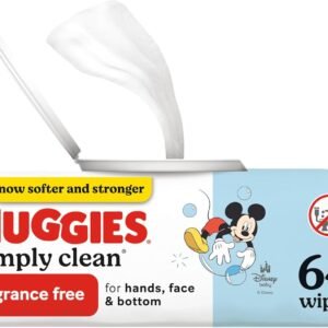 Baby Wipes, Huggies Simply Clean, UNSCENTED, Hypoallergenic, 1 Flip-Top Pack, 64 Count